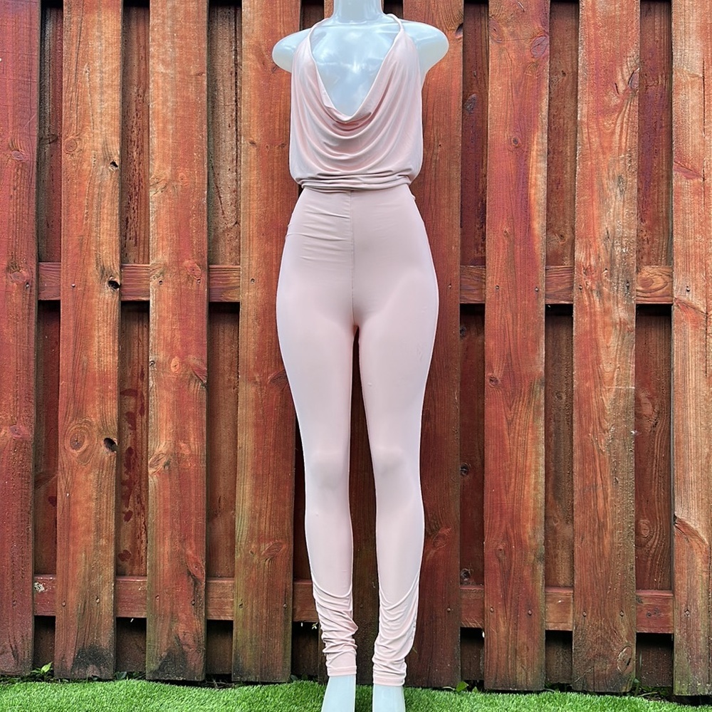 Uptown USA Chic Pink Halter Jumpsuit Size L